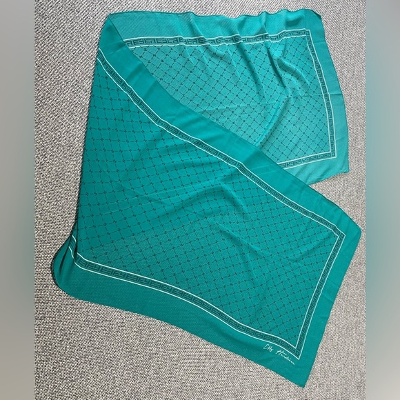 Effy Hematian Sheer Scarf Teal Turquoise Sheer Signature 18.5 x 58 - Picture 1 of 16